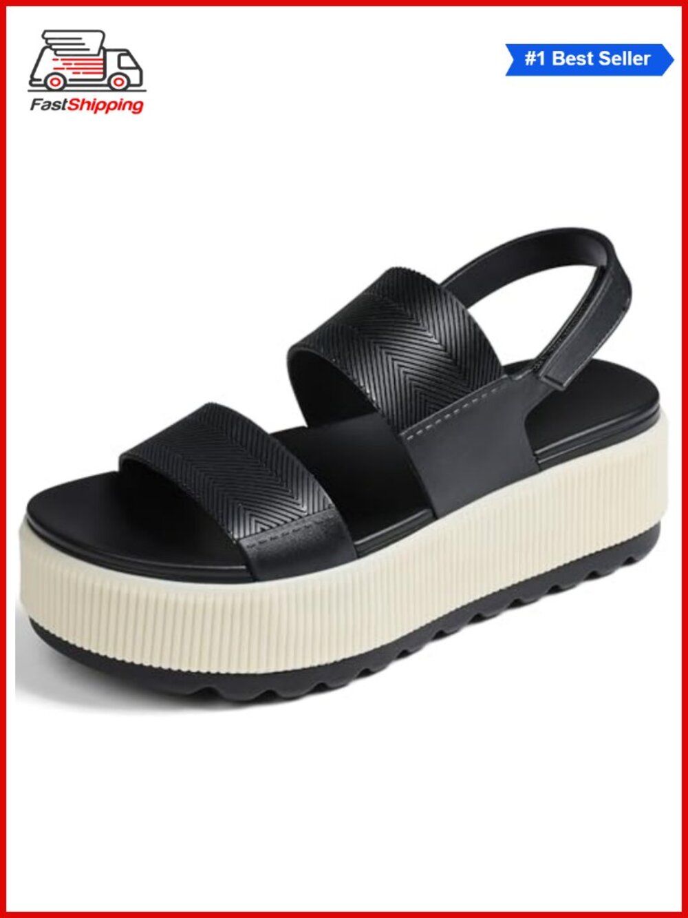 Platform Water Sandals Chunky Lug Sole Open Toe Hook Loop Beach Sandals